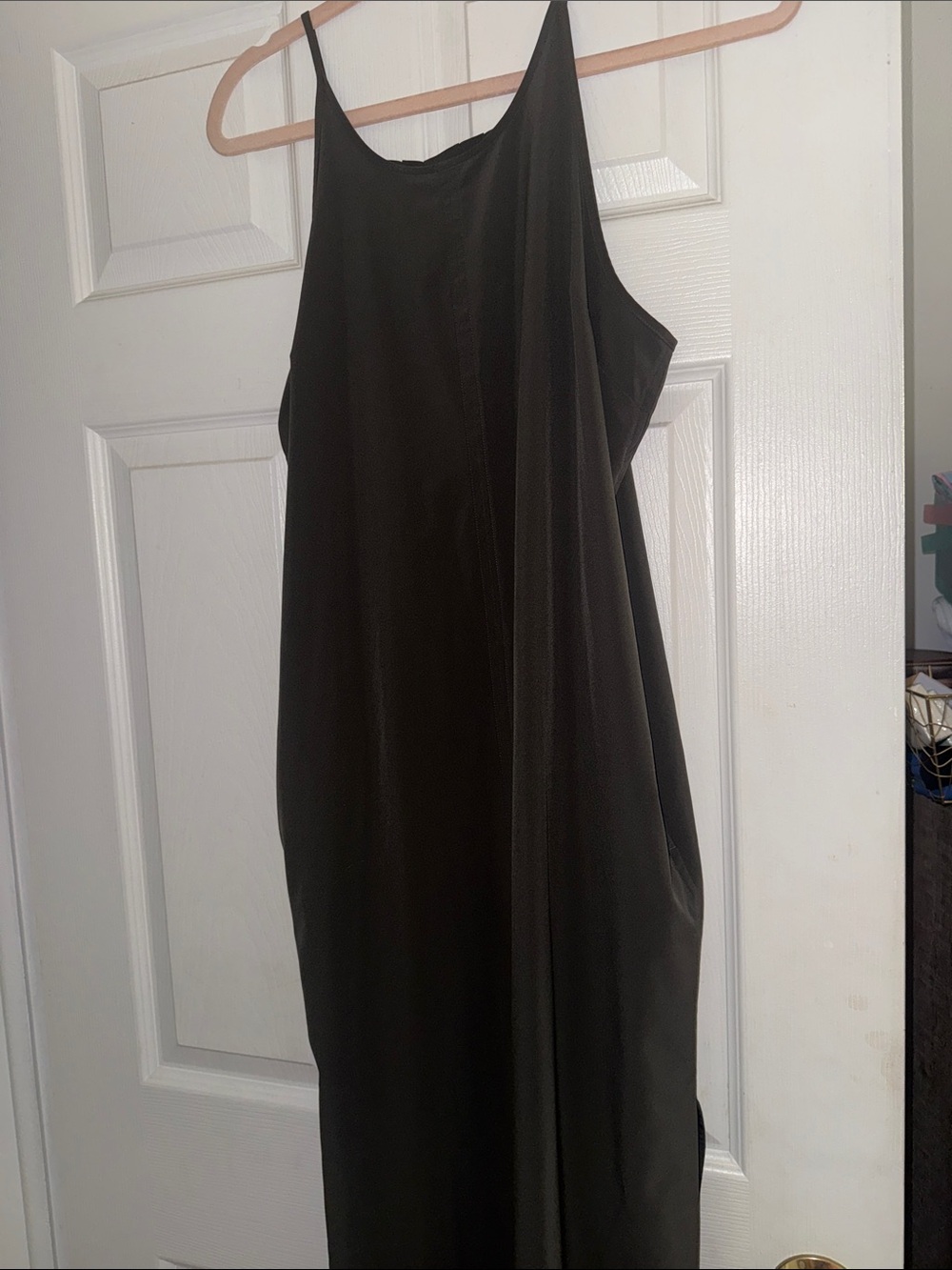 Athleta olive green  Maxi Slip Dress with Thin Straps